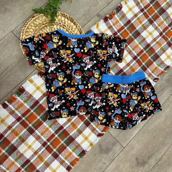 New Scottie Belle Bamboo Paw Patrol Patriotic Shorts & T-Shirt Lounge Set 12-18m - Picture 10 of 16
